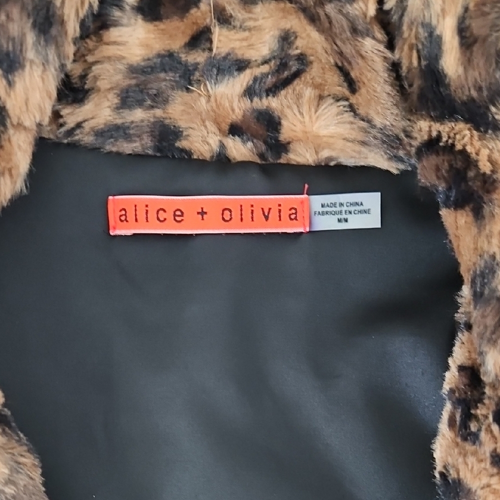 Alice + Olivia Leopard Print Teddy Jacket Brown and Black! - Picture 2 of 3